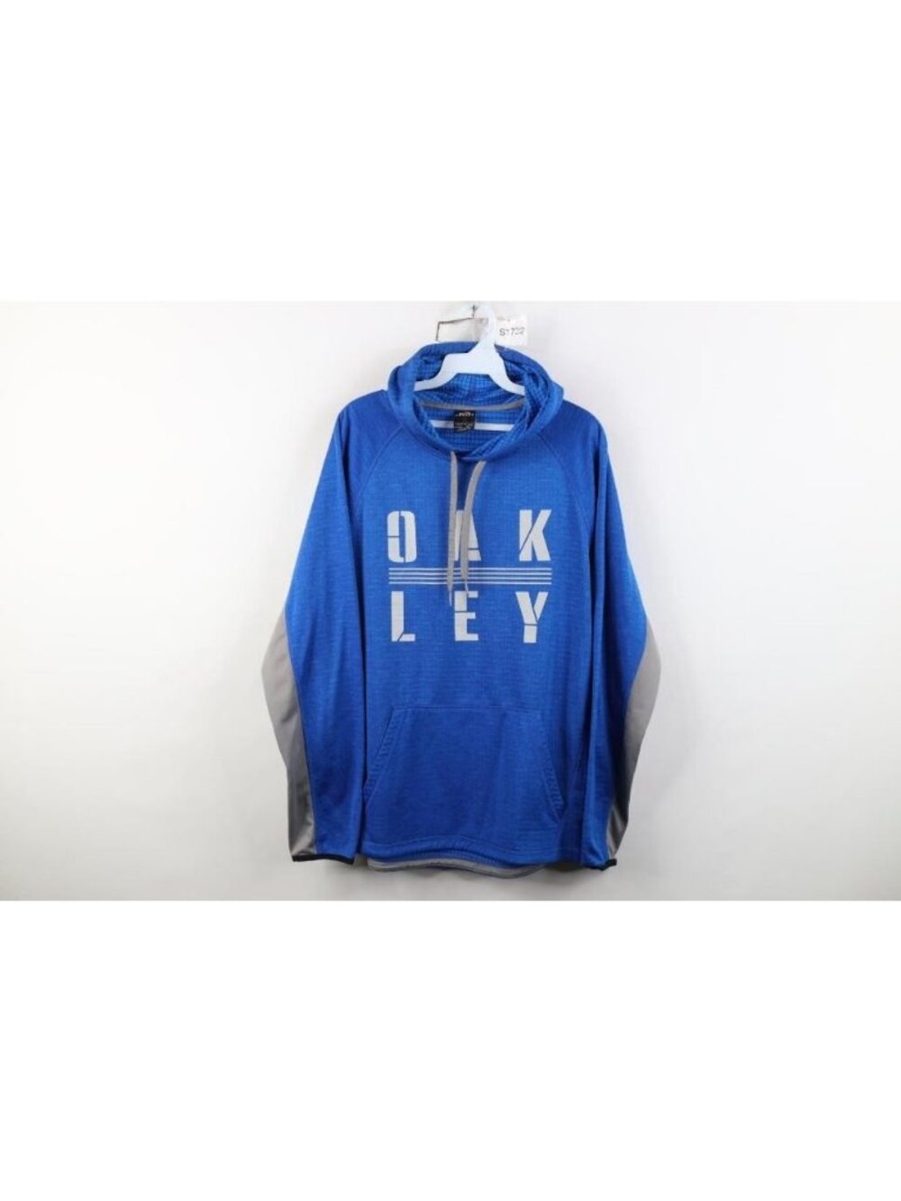 Y2K Oakley Mens Medium Spell Out Thermal Fleece Lined Hoodie Sweatshirt Blue